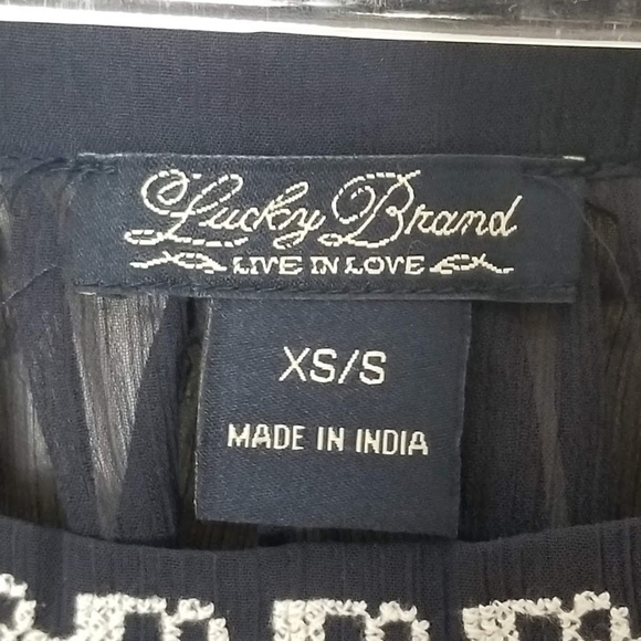 Lucky Brand Sheer Embroidered peasant Blouse - Picture 5 of 9